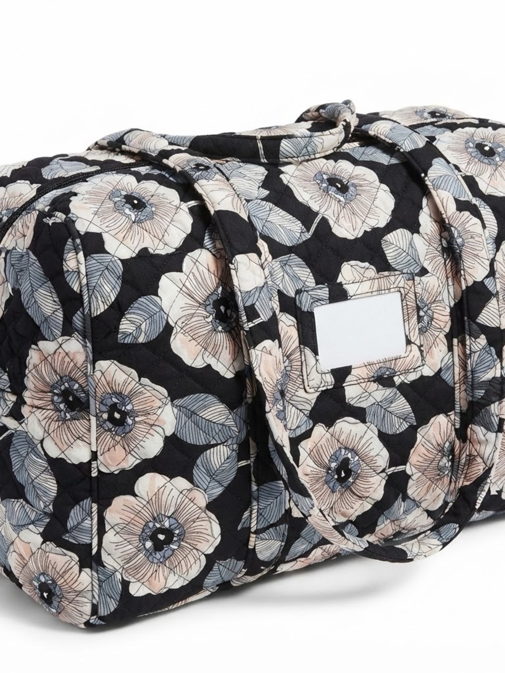Vera Bradley retired “night and day” Black & white floral quilted travel duffle
